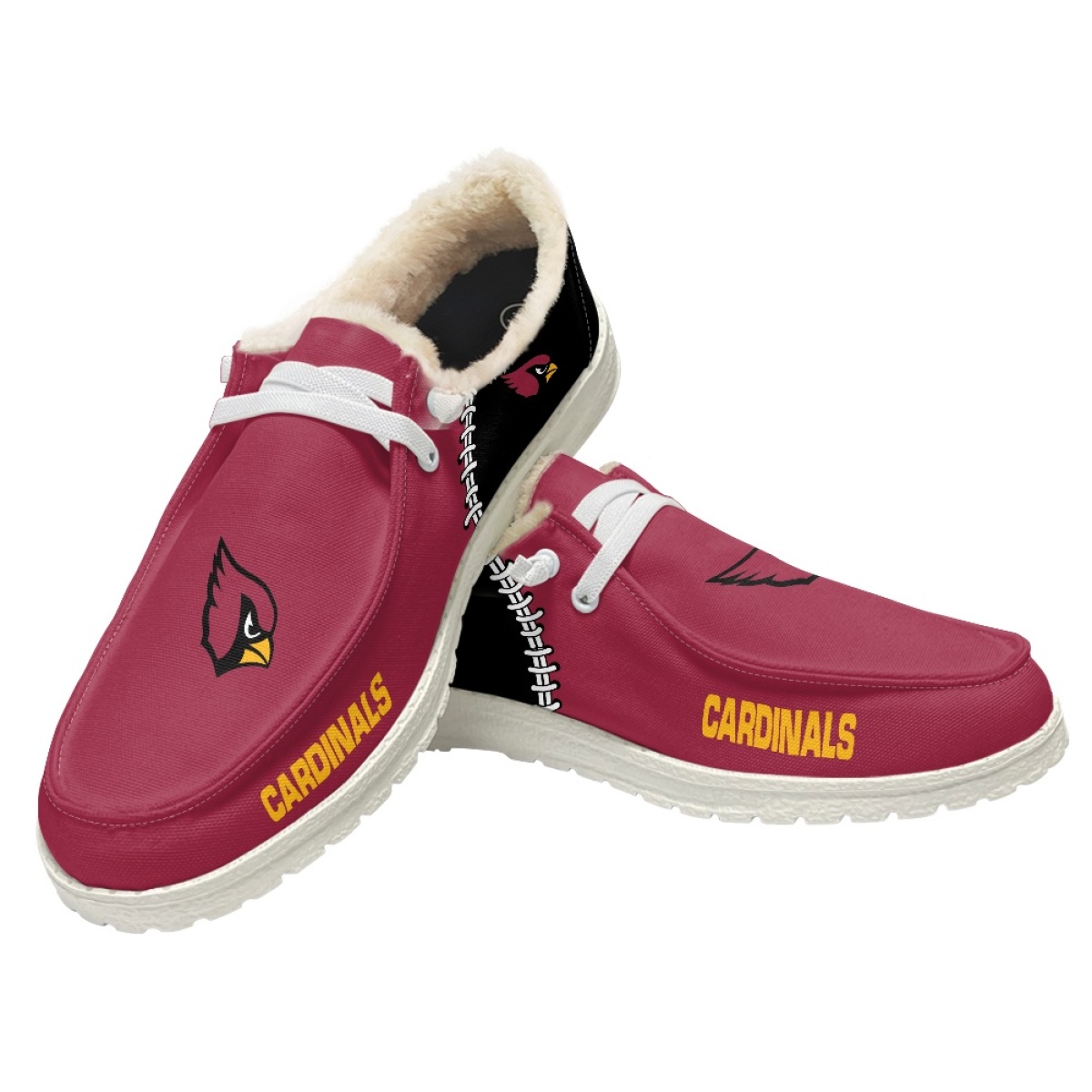Men's Arizona Cardinals Loafers Lace Up Fuzzy Lined Shoes 002 (Pls check description for details)